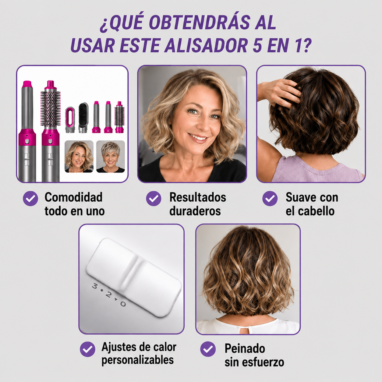 Nácar AirStyle 5 en 1 - Seca, Moldea y Transforma en 15 Minutos
