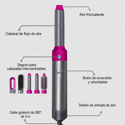 Nácar AirStyle 5 en 1 - Seca, Moldea y Transforma en 15 Minutos