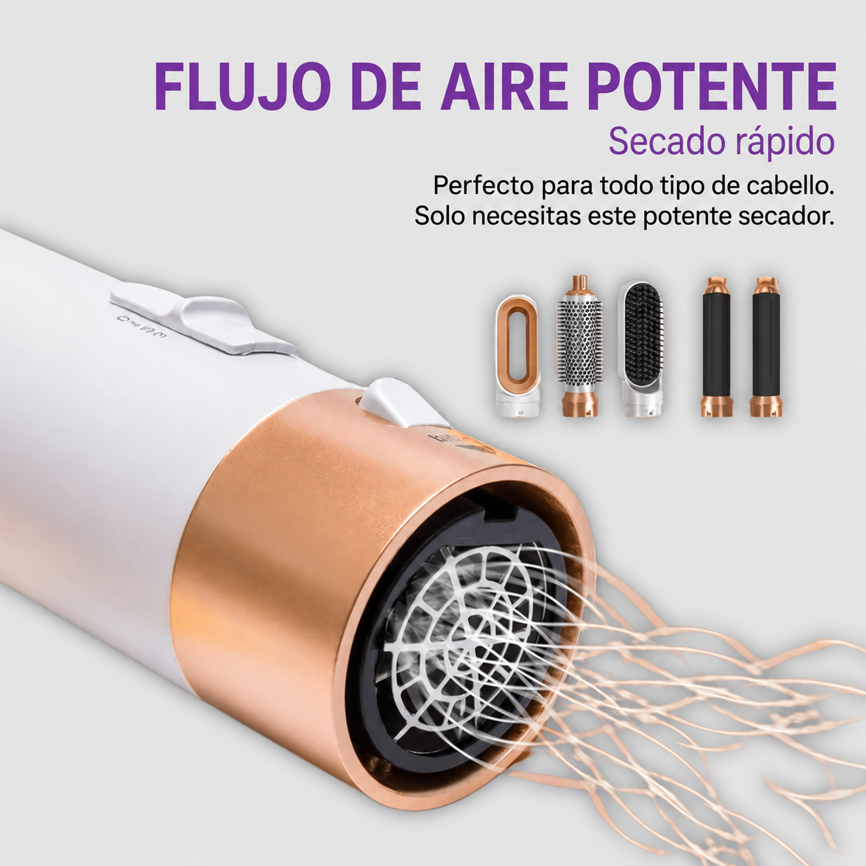 Nácar AirStyle 5 en 1 - Seca, Moldea y Transforma en 15 Minutos