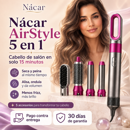 Nácar AirStyle 5 en 1 - Seca, Moldea y Transforma en 15 Minutos
